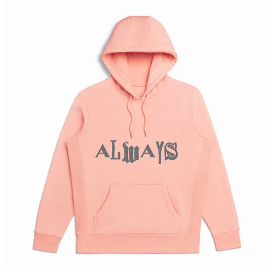 ALWAYS SUPPORT YOUR FRIENDS HOODIE (SALMON/LIGHT GREY)