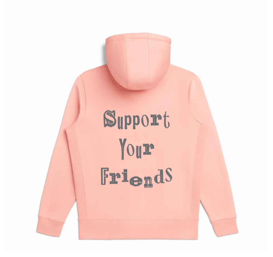 ALWAYS SUPPORT YOUR FRIENDS HOODIE (SALMON/LIGHT GREY)