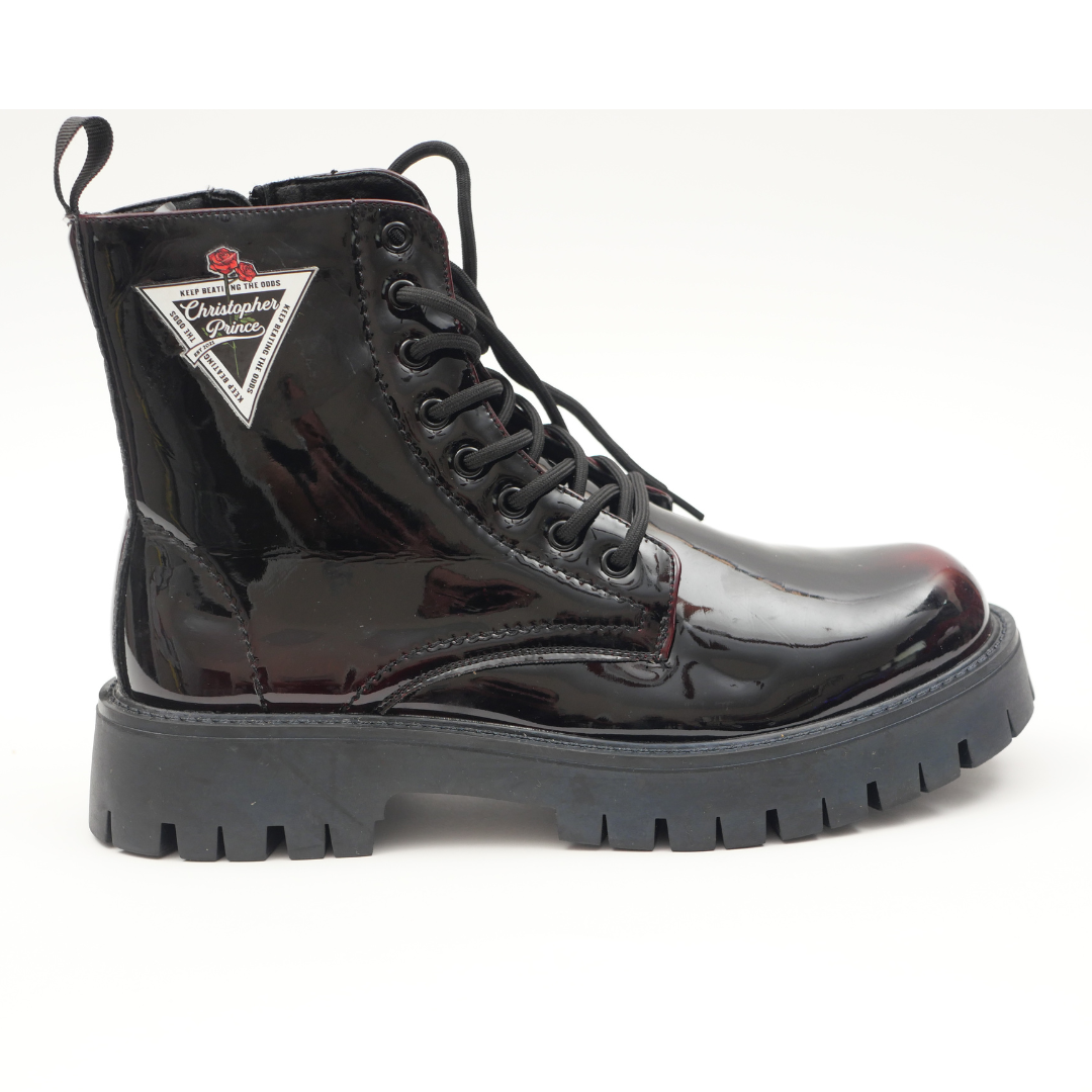 CROWN BOOTS (SHINY BLACK/RED)